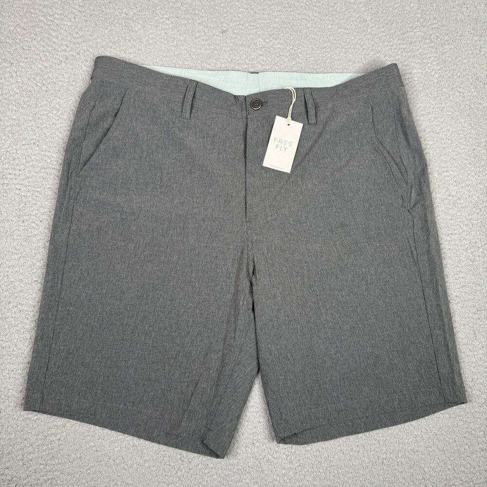 Free Fly Hybrid Shorts Mens 38 Gray Heather Performance Stretch 9" Chino NWT New